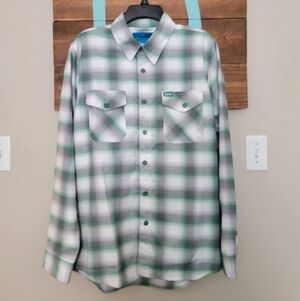 DIXXON Plaid Green and Gray The Slopes Men's Button Up Long Sleeve Shirt Large
